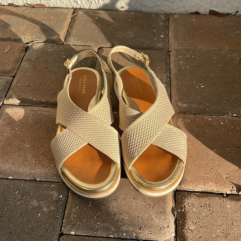 Cole Haan sling back gold sandals size 8